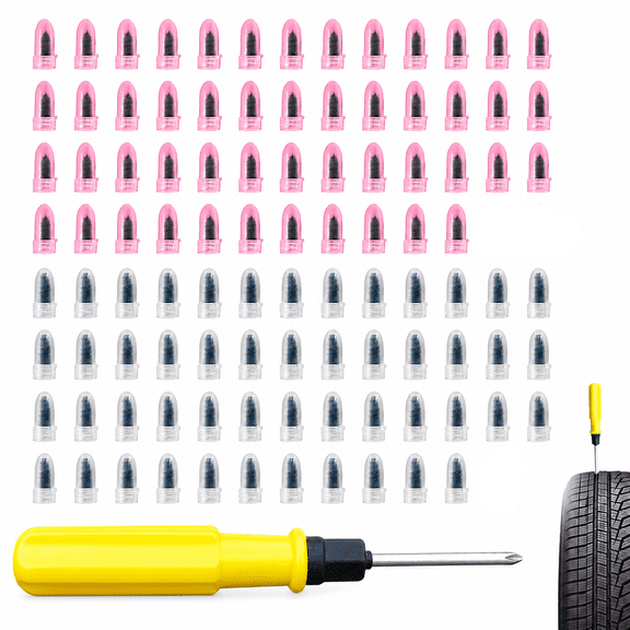 100 Pcs Tire Repair Screws kit, Tire Repair Rubber Nail, Screw in Tire Plugs,Quick Tool Tire Plugs, Self-Service Tire Repair Rubber Nail Kit for Patching Punctures in Vacuum Tires of Cars