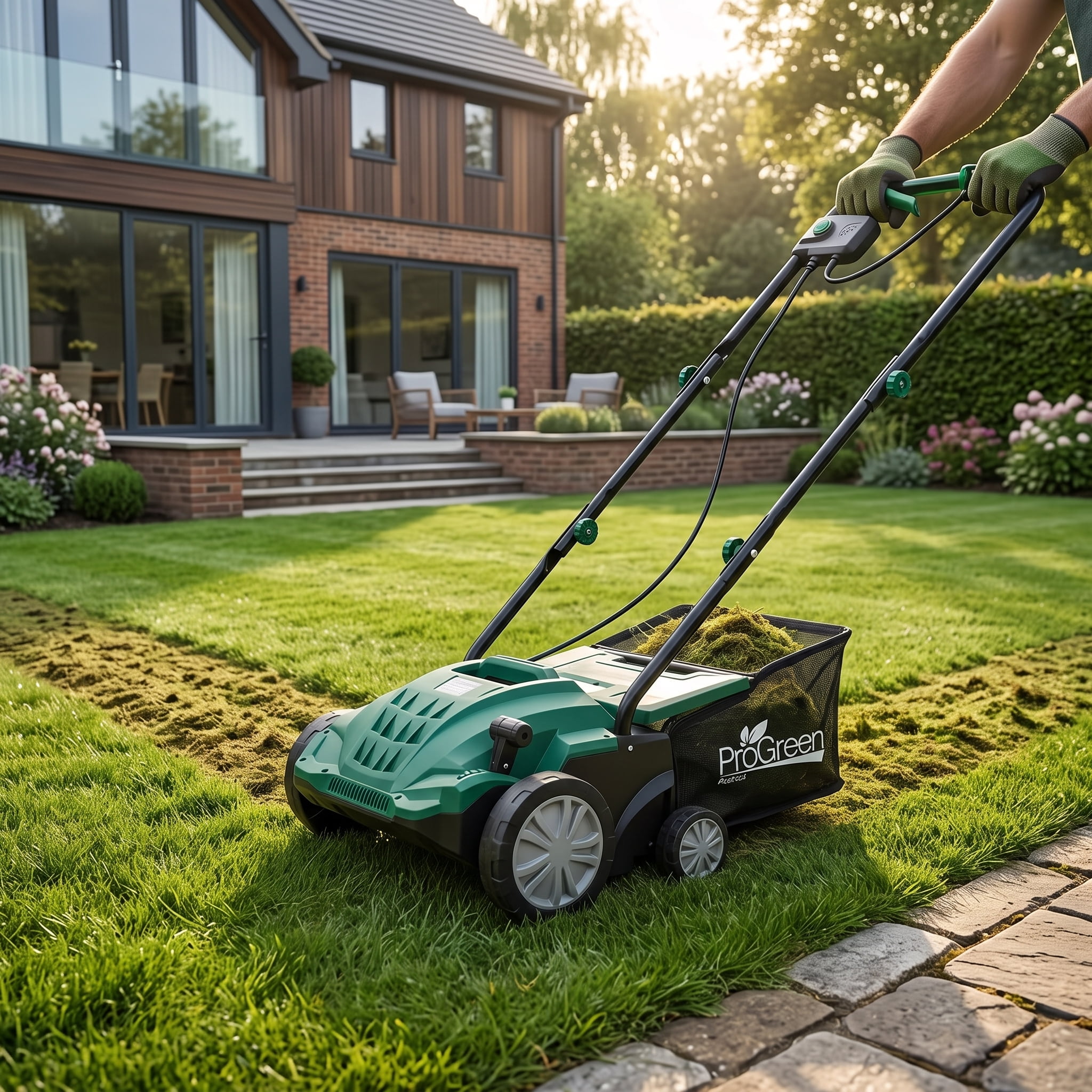 Garden Scarifier, 2-in-1 13INCH Dethatcher Scarifier,12 Amp Electric Lawn Dethatcher,Removable Collection Bag extra large 31.7QT, CUS Certificated