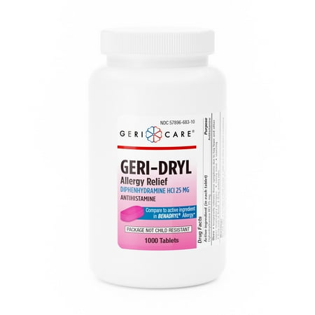 Geri-Care Allergy Relief 25 mg Diphenhydramine HCl Tablet, 1,000 per Bottle