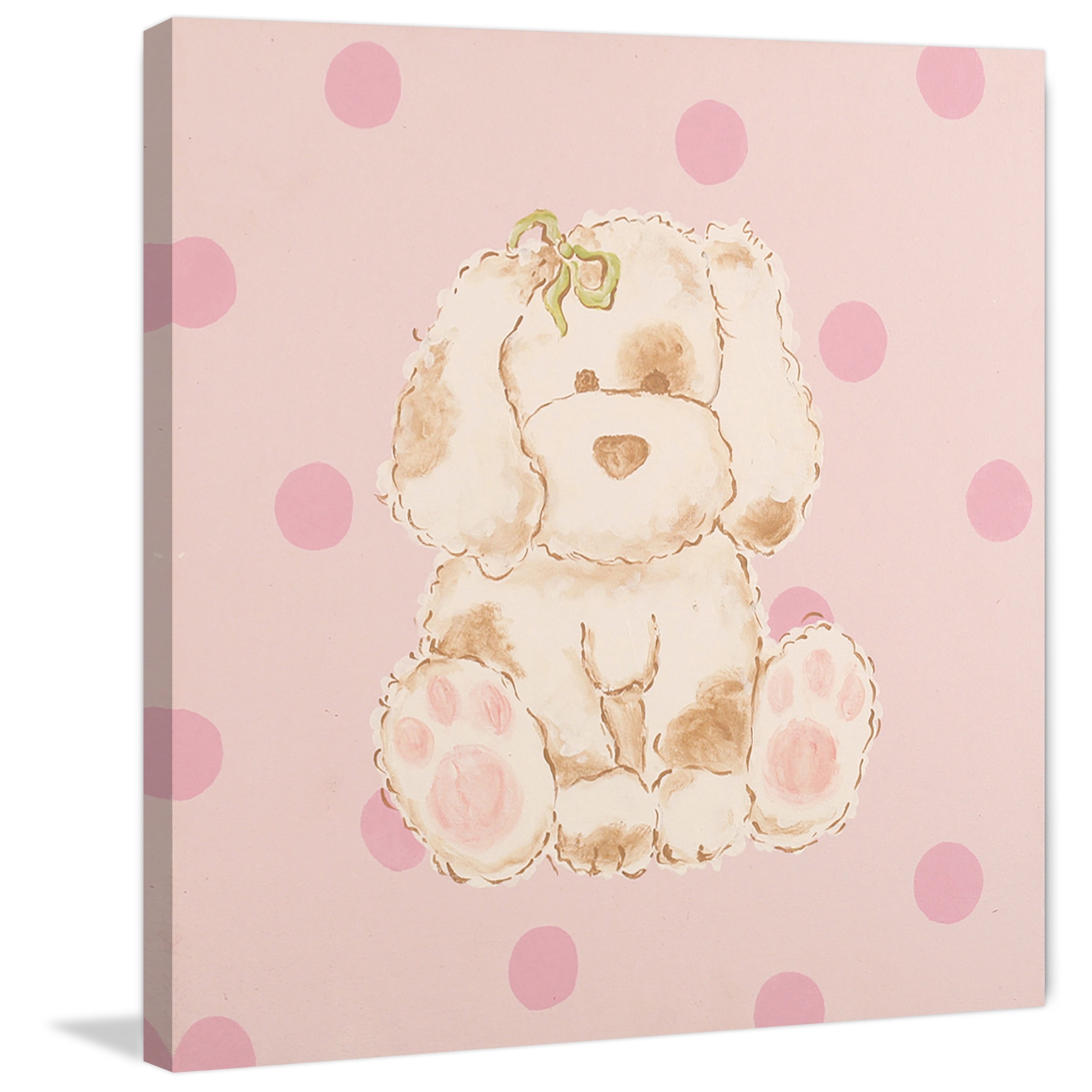 Marmont Hill "Snuggly Puppy" by Reesa Qualia Painting Print on Wrapped Canvas