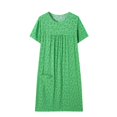 thumbnail image 2 of Xysaqa Women's Nightgowns Cooton Soft Short Sleeve Sleepshirts Floral Print Sleepwear Casual Pleated Pajama Dress Comfy Nightdress Sleeping Dress XL 2X 3X Clearance Green, 2 of 3