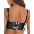 thumbnail image 2 of iiniim Women's Wet Look PVC Leather Wire-Free Bra Top Dance Bra Tops Clubwear, 2 of 7