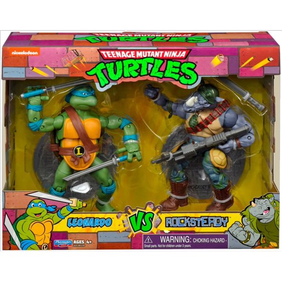 Teenage Mutant Ninja Turtles 6 Inch Action Figure Original TV 2-Pack - Leonardo vs Rocksteady