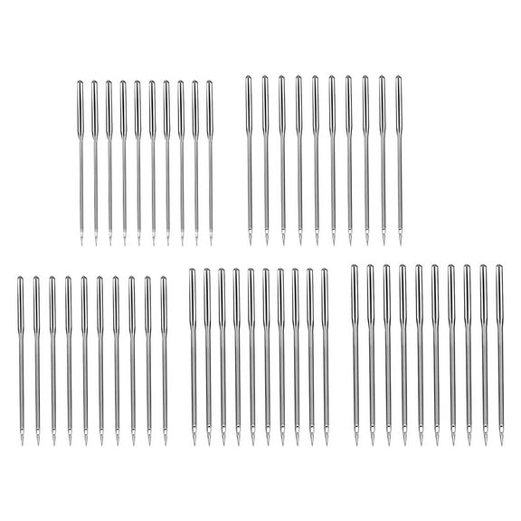 50-Piece Household Sewing Machine Needle Set | Stainless Steel Lockstitch Needles | 5 Sizes (11, 12, 14, 16, 18) | Flat Shank for Home Sewing Machines