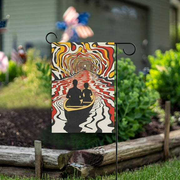 Yayeee Garden Flag 12" x 18" Double Sided Outdoor Yard Lawn Holiday Decorations, Abstract Boat Ride
