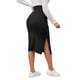 thumbnail image 3 of Falda midi de suéter elástico de maternidad de invierno cálido y casual de cintura alta para mujer, con abertura lateral, gris, mediana, 3 of 6