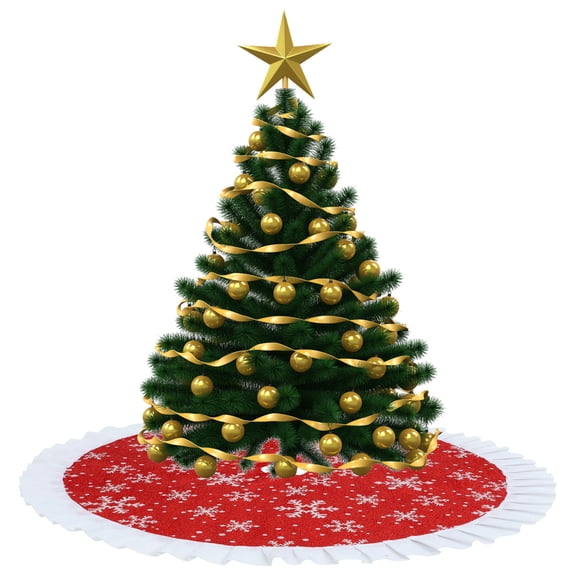 PAMINGONO 1 Piece Christmas Skirt for Tree in Red for Floor Decor and Christmas Celebration in 35.4*35.4*0.2In