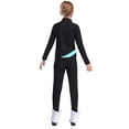 thumbnail image 5 of Miutii Kids Girl's Dance Workout Zipper Jacket and Gymnastics Leggings Pant Set Figure Skating Training Suit Blue Green 8, 5 of 6