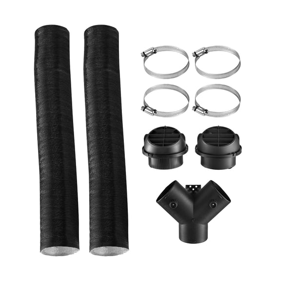VEVOR Diesel Heater Pipe Duct Vent Kit,3-inch Heater Pipe Warm Air Outlet Vent Set with Y-Shaped Connector & Air Duct Clamps,Parking Heaters Air Ducts Vent Kit for 2KW 5KW 8KW Diesel Heaters,Black