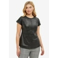 thumbnail image 3 of Ellos Women's Back Zip Leather Top Cap Sleeve Lambskin, 3 of 4