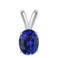 thumbnail image 2 of Mauli Jewels Engagement Necklace for Women 0.75 Carat Oval Tanzanite Pendant 4-prong 14k White Gold|Silver Chain, 2 of 4
