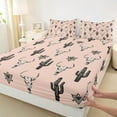 thumbnail image 3 of Feelyou Western Cactus Plant Full Size Sheets for Kids, Tribal Sheep Skeleton Bed Sheets, Bohemian Theme Sheet Sets, Lightweight Room Decor, 4 Pieces, 3 of 7