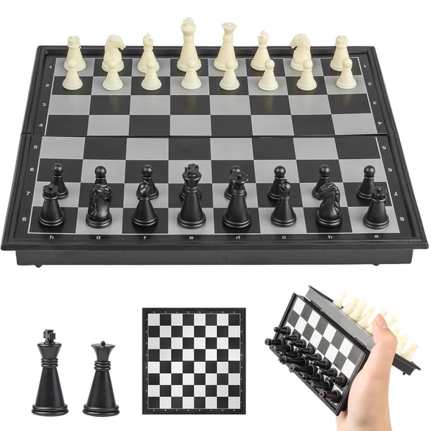 Juego de ajedrez de viaje Vikutu, tablero plegable magnético de 15 cm