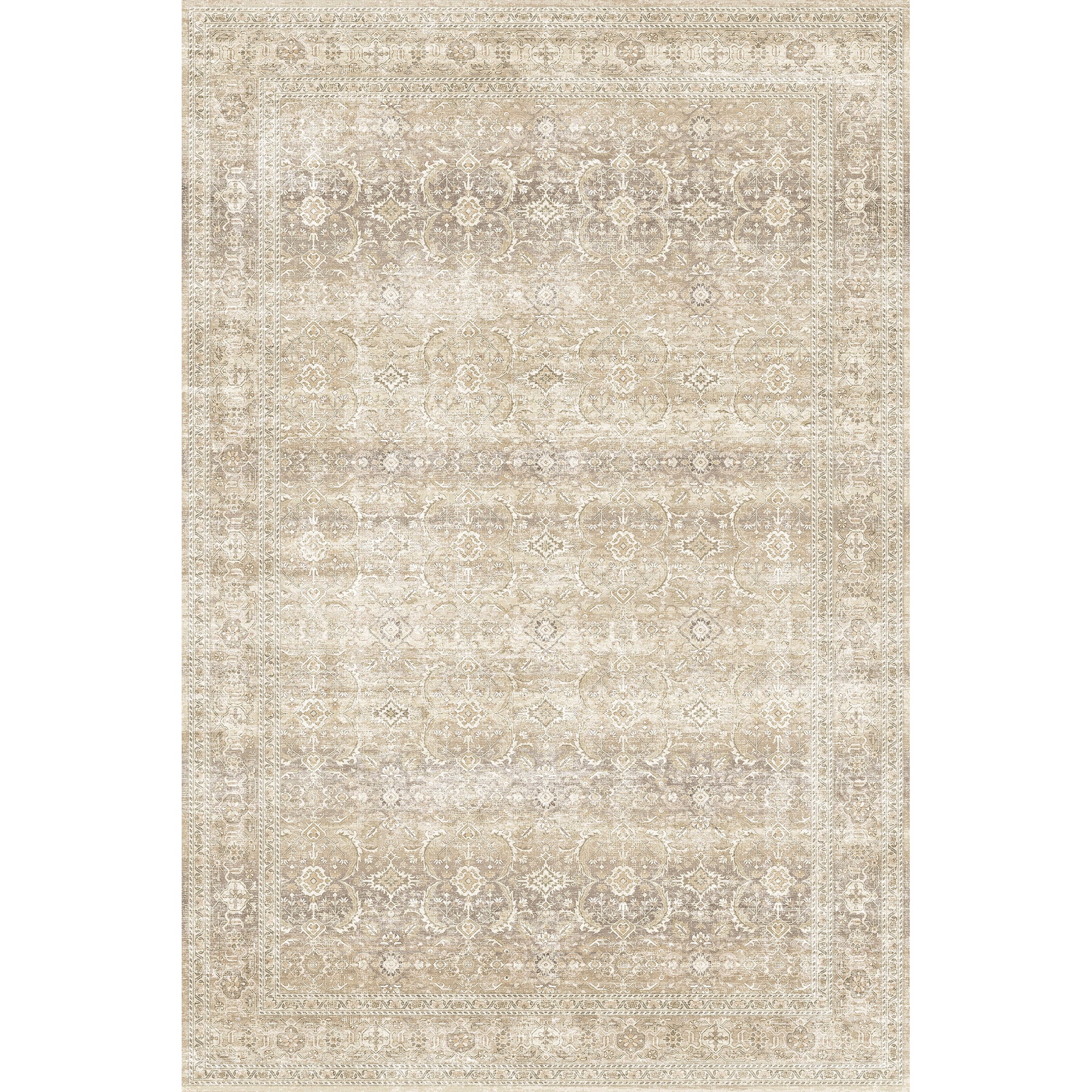 BERTHMEER 2'x3' Area Rugs for Bathroom Entryway Bedroom Kitchen Dorm Entrance Non Slip Washable Small Beige Vintage Traditional Oriental Accent Distressed Carpets