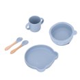 thumbnail image 1 of Set, Soft Silicone Suction Plate Bowl Cup Fork Spoon, For Weaning Cute Bear Shape, 1 of 8