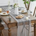 thumbnail image 5 of Sm:)e Pearl Grey Gauze Table Runner 120 Inch 10FT, Table Decor for Wedding Anniversary Birthday Outdoor Home Party Table, 5 of 7