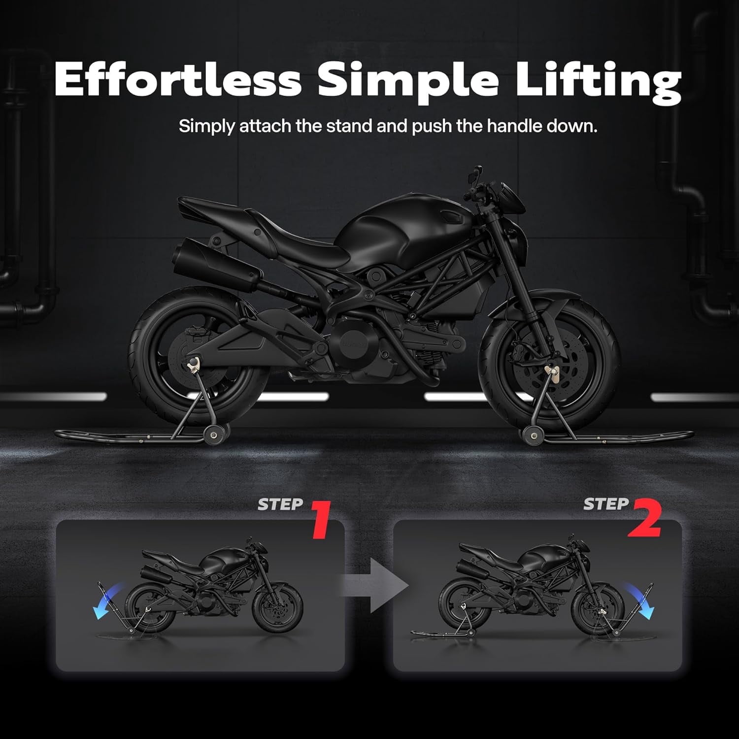 SPECSTAR Motorcycle Stand Lift,882 Lbs Capacity Heavy Duty Front Rear Combo Stand Lift with U+L Adjustable Swingarm Spool, For Most Suzuki Yamaha Honda Kawasaki Motorcycles, Black