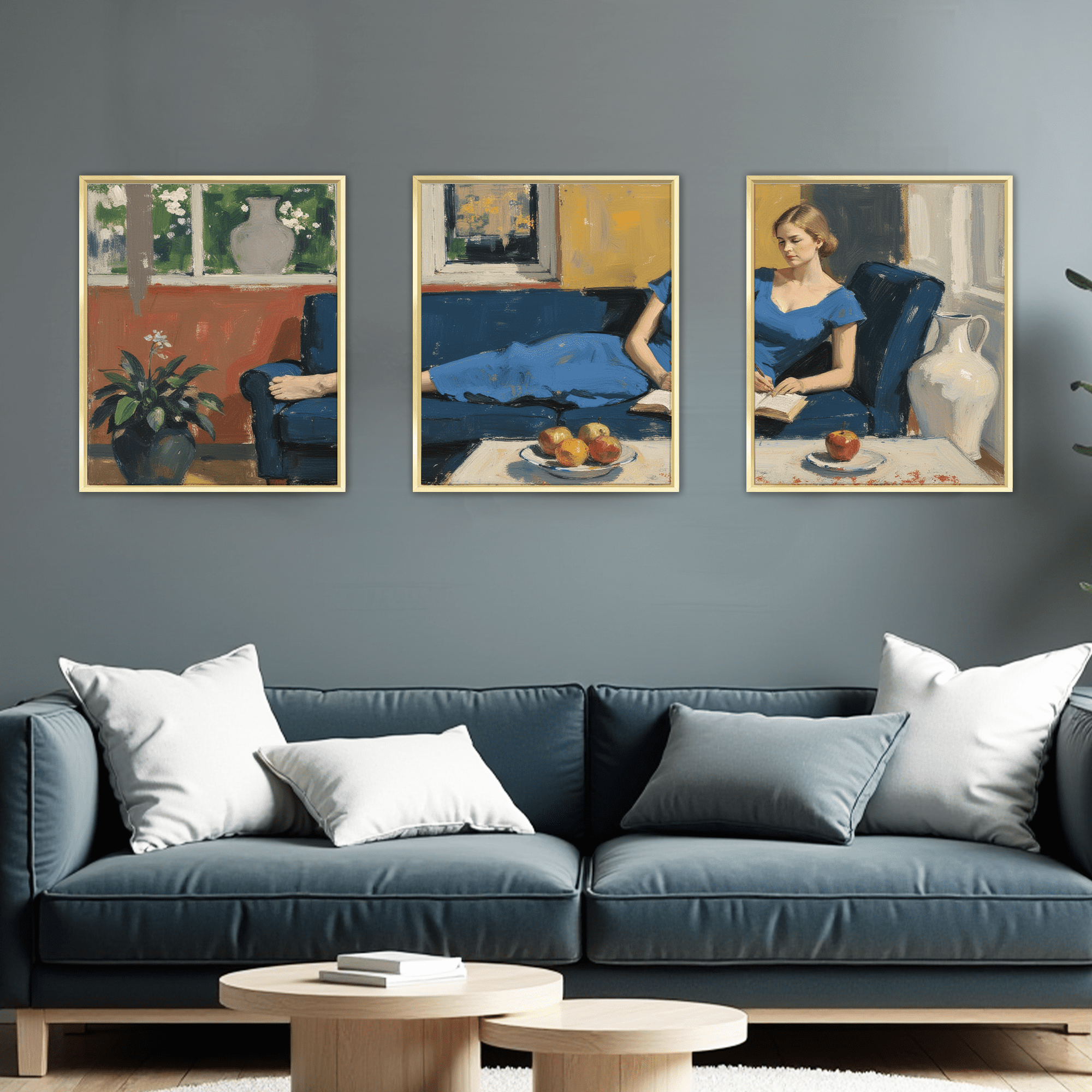 MAYEERTY Modern Abstract Wall Art Painting, Living Room Decor, Glod Aluminum Alloy Frame, 15.7"x11.8"