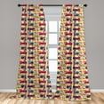 thumbnail image 4 of Ambesonne Cat Curtains, Colorful Robot Animals Plot, Pair of 28"x95", Dark Coral and Pastel Yellow, 4 of 4