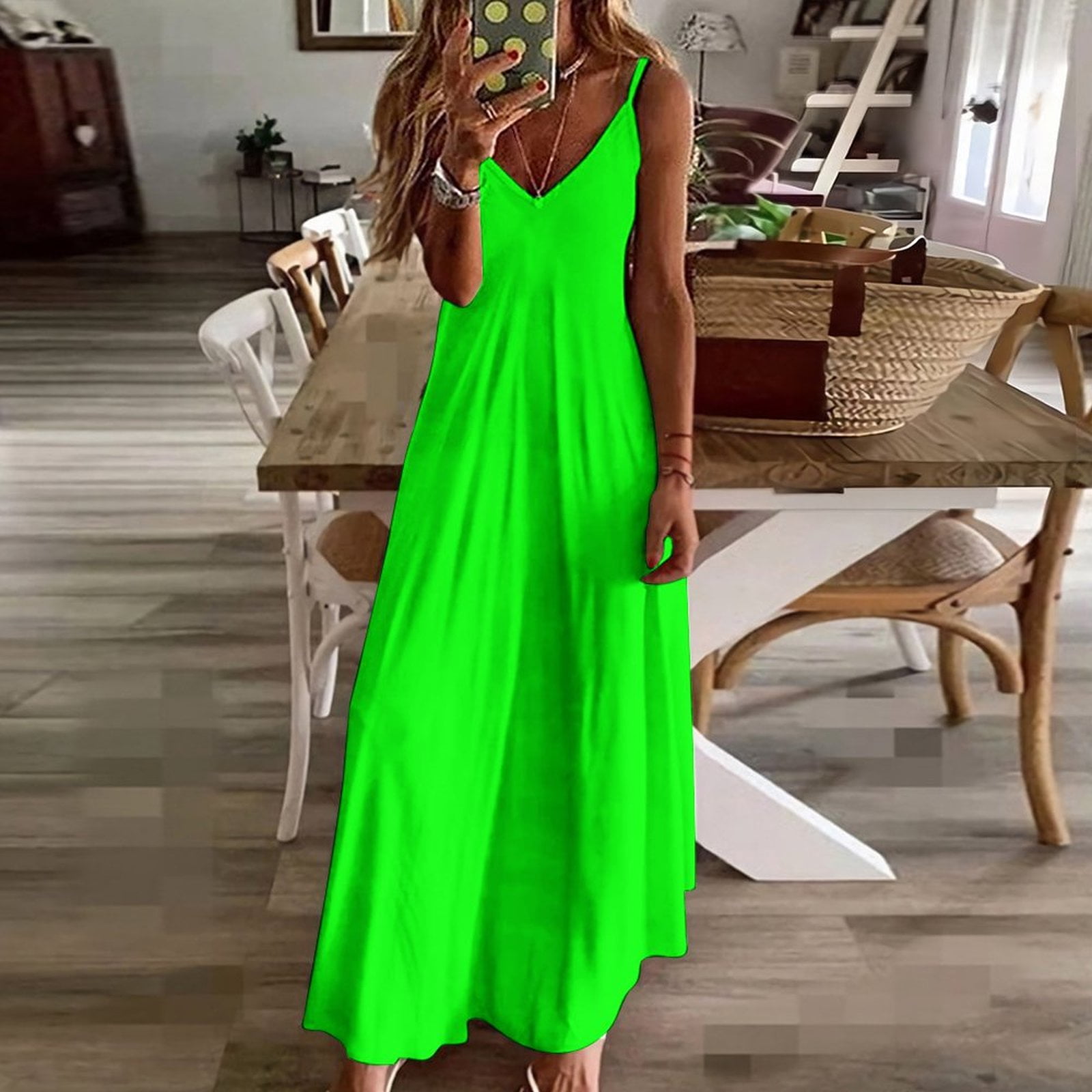 Neon Green Sleeveless Dress ladies dresses for women beach outfits for  women - Walmart.com