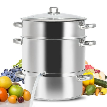 Gymax 11-Quart Stainless Steel Fruit Juicer Steamer Stove Top w/ Tempered Glass