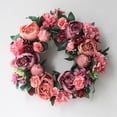 thumbnail image 3 of Corona de imitación de peonía de tela de seda, decoración de puerta, anillo de puerta, flor de seda, flor de imitación, decoración de pared, 3 of 7