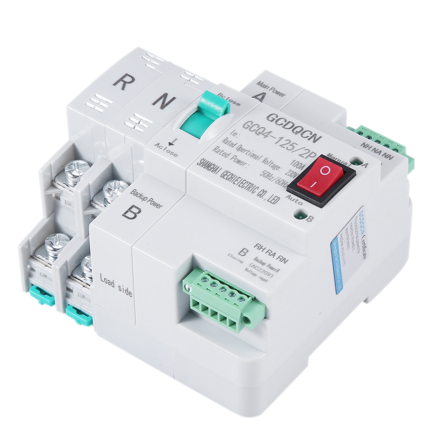 Dual-Power Automatic Transfer Switch 2P 100A Household 35mm Rail Installation,1 * Automatic Transfer Switch,white