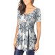 thumbnail image 4 of Tops de Mujer Elegantes Blusas Casuales Camisas de Moda Con Cuello en V Floral Estampado Túnica Botones Manga Corta Camiseta Odeerbi ODB168503, 4 of 7