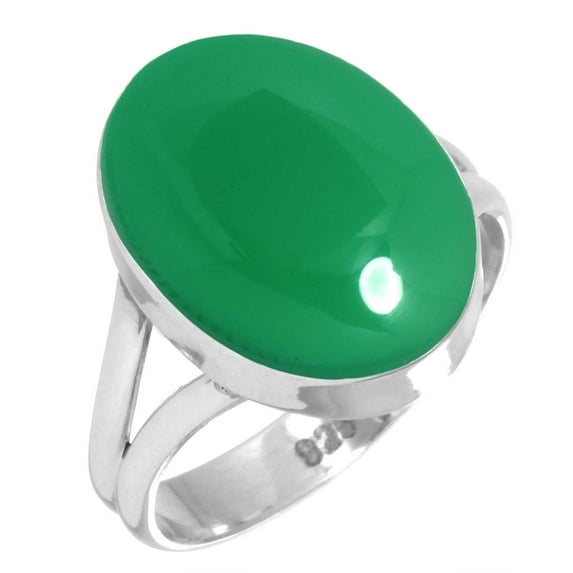 925 Sterling Silver Ring For Women - Teens Natural Green Onyx Gemstone Silver Ring Size 13 May Birthstone Silver Ring Size 13 Valentine's Day Gift For Girl Friend Gemstone 925 Silver Jewelry