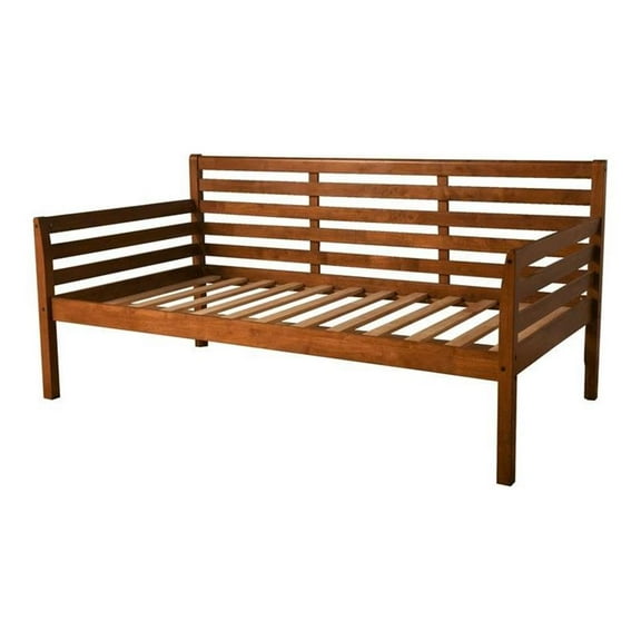 Pemberly Row Wood Twin Daybed Only in Medium Brown - Mattress Not Included