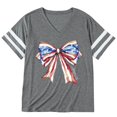 thumbnail image 4 of 2026 New Womens Plus Size Tops 4th of July V Neck Shirt Graphic Loose Fit Flower Short Sleeve Patriotic Tee Casual Summer Tops(Grey,XXL), 4 of 4