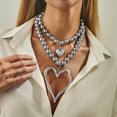 thumbnail image 2 of NICKSUN Y2k Large Hollow Heart Necklaces for Women, Big Chunky Heart Pendant Necklace Exaggerated Double Layered Hearts Gold/Silver Beaded Choker Necklace Dainty Statement Jewelry Gift, 2 of 7