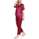 thumbnail image 4 of INSPIRAR CHIC Conjunto de Pijamas de 2 Piezas para Mujeres en el Día de la Madre, Camisa de Botones con Pantalones, Ropa de Noche, S Rojo, 4 of 6