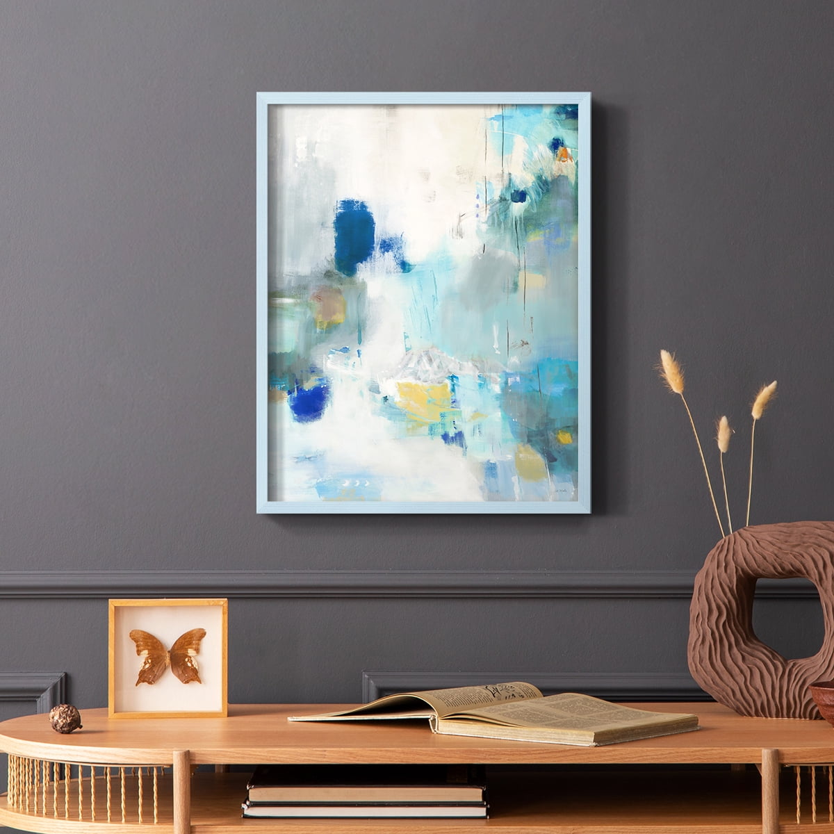 Celeste Motion II Framed Print in Blue Solid Wood Framed Print No Nail Hanging