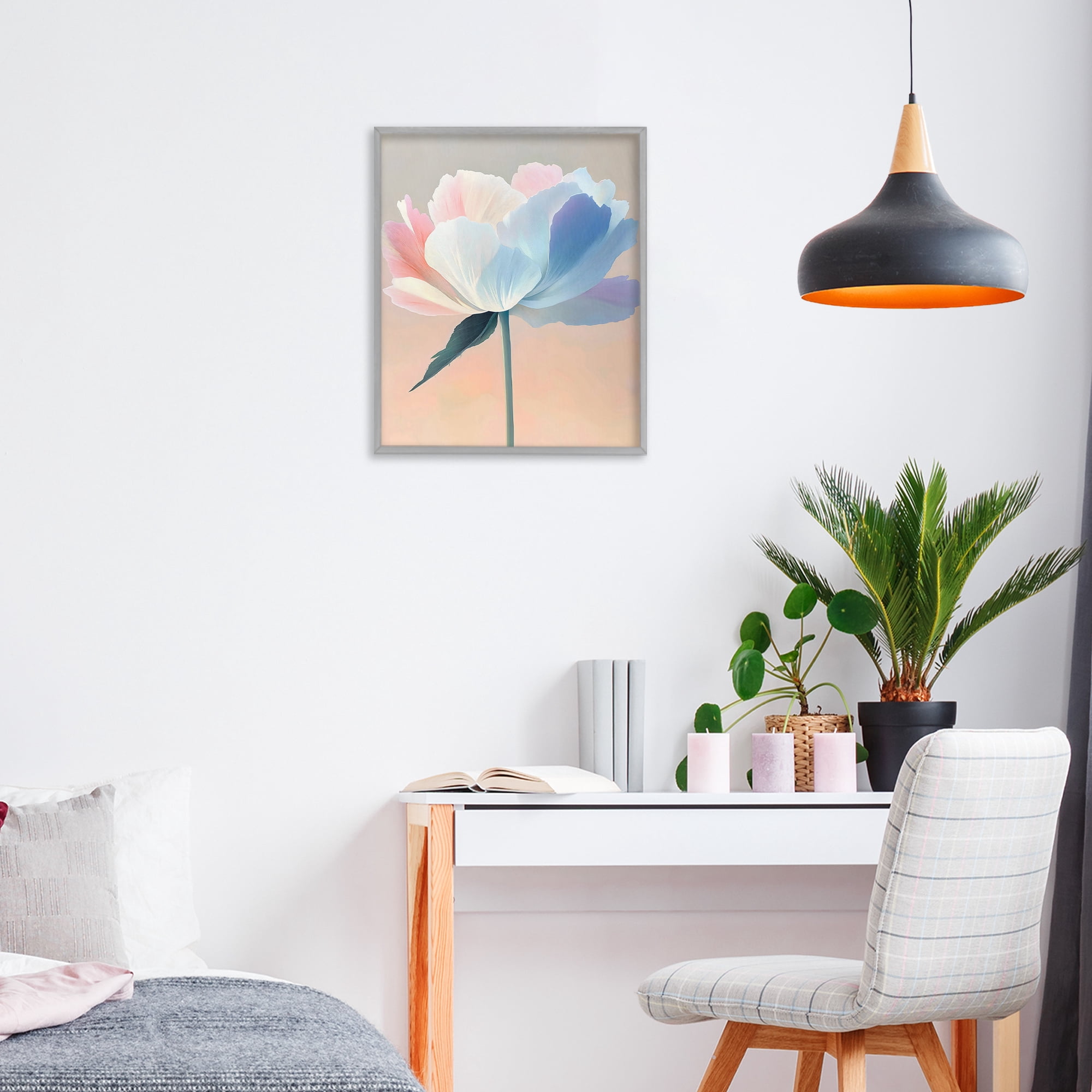 Stupell Industries Pink & Blue Flower Serenity Gray Framed Giclee Art, design by The Prints Vibe
