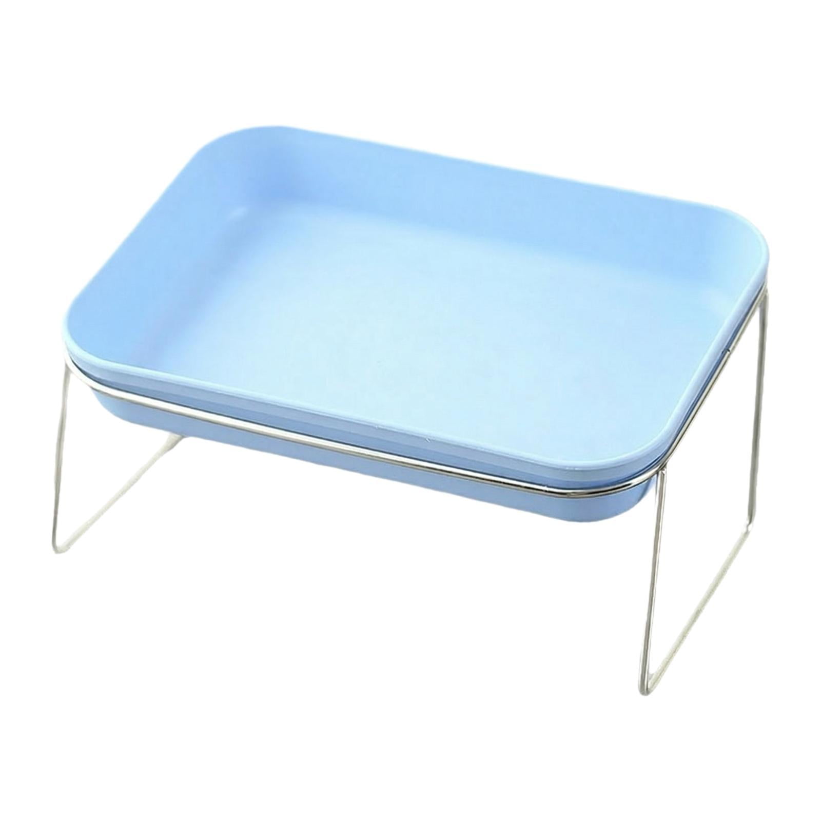 Serenable Elevated Pet Feeder 15 degree Tilted Pet Food Bowl for Small Pets Cats Little Dogs Blue