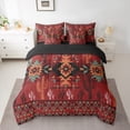 thumbnail image 2 of Manfei Triangle Aztec Adult Bedding Comforter Set 7 Pieces, Cartoon Red Botanical Cactus Full Bedding Set, Vintage Western Bohemian Reversible Fitted Sheet Flat Sheet, Super Cozy Room Decor, 2 of 7