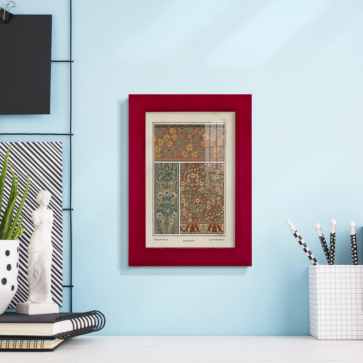 Nouveau Decorative II - Framed Print w/glass - Cherry Red