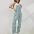 thumbnail image 5 of UVEASISHA Casual Jumpsuits for Women Sleeveless Criss Cross V Neck Rompers Loose Fit Bib Overalls with Pockets Light Blue L, 5 of 8