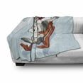thumbnail image 3 of Bunny Soft Flannel Fleece Blanket, Winter Wooden Sled Cartoon Style Compositions of Woodland Animals Nursery Theme, Cozy Plush for Indoor and Outdoor Use, 60" x 80", Aqua and Orange, by Ambesonne, 3 of 6