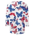 thumbnail image 5 of Dianli Summer Tops for Women Trendy Women's 3/4 Sleeve Shirts Sunflower Print Round Neck Loose Tops Comfy Soft Blouses Summer Casual Pullover 4th of July Tops, 5 of 5