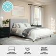 thumbnail image 3 of Martha Stewart Britta Full Upholstered Platform Bed with Rounded Headboard, Piped Detailing and Cushioned Siderails, Wood Slat Bottom, No Box Spring Needed, Gray, 3 of 11