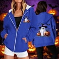thumbnail image 2 of Edvintorg Jackets for Women Halloween Printed Zip up Coat Long Sleeve Hooded Outerwear with Pocket Plus Size Clothes for Women Blue S-3XL, 2 of 8