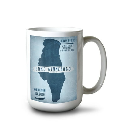 

15 fl oz Ceramic Mug Lake Winnebago Wisconsin Lake Essentials Shape Acreage and County Dishwasher & Microwave Safe