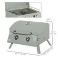 thumbnail image 3 of Outsunny 2 Burner Propane Gas Grill, Portable BBQ with Foldable Legs Silver, 3 of 10