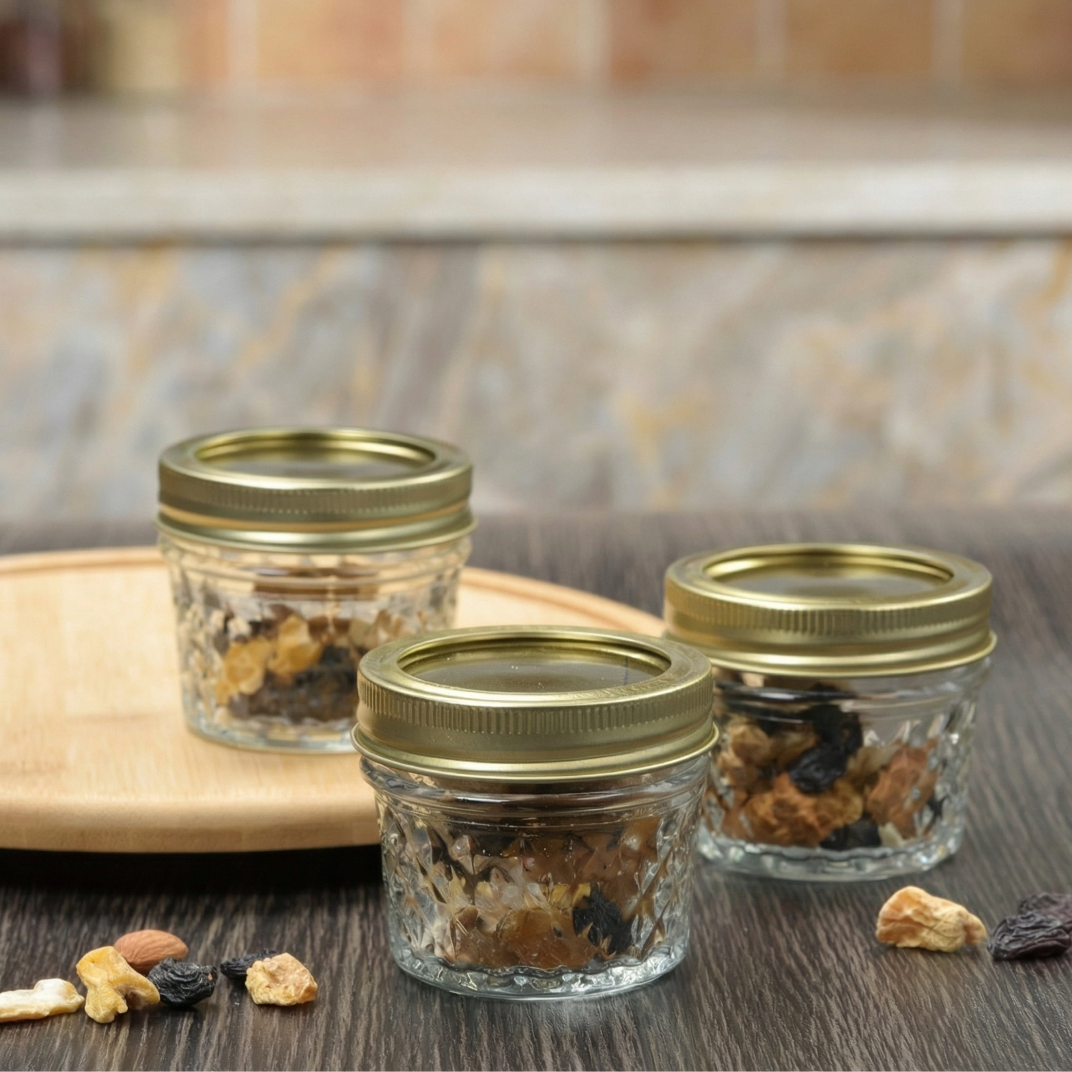 Mainstays 4 oz Mason Jars, Regular Mouth Quilted Canning Jars with Lids and Rings, 12-Pack Mini Glass Jars for Home Canning and Gifting