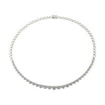 Forever Facets 1/10 cttw Diamond Heart Tennis Necklace in Rhodium over Sterling Silver, Adult Female