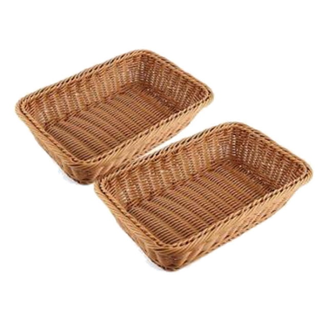 2 Pcs Rectangular Basket for Table or Counter Display for Bread,Fruits and Vegetables Wicker Baskets
