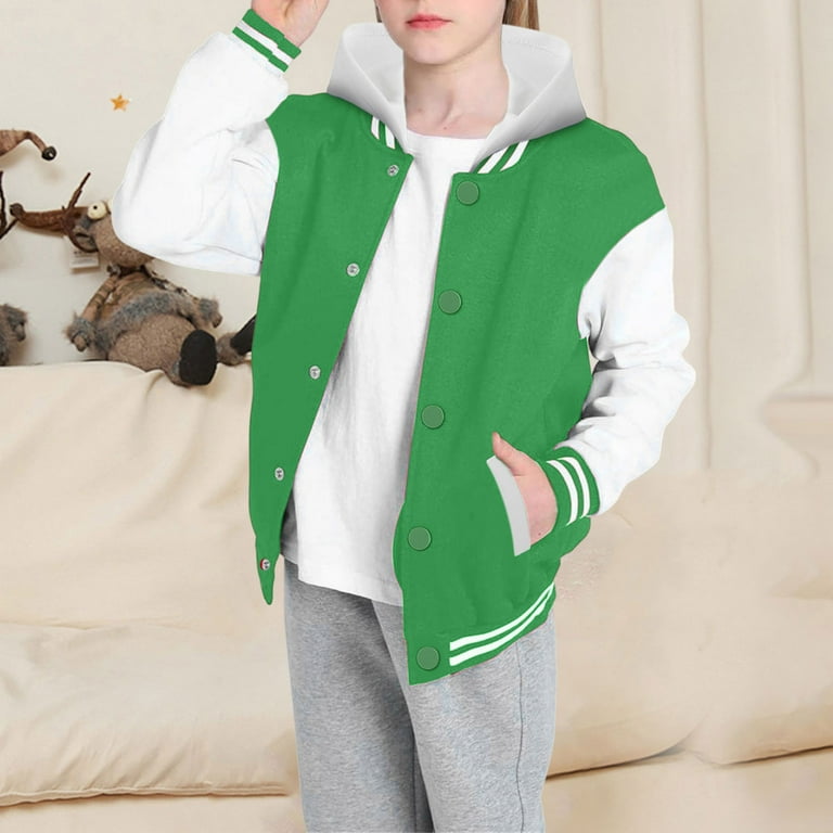 CHENge Kids Letterman Jackets Girls Button Down School Uniform