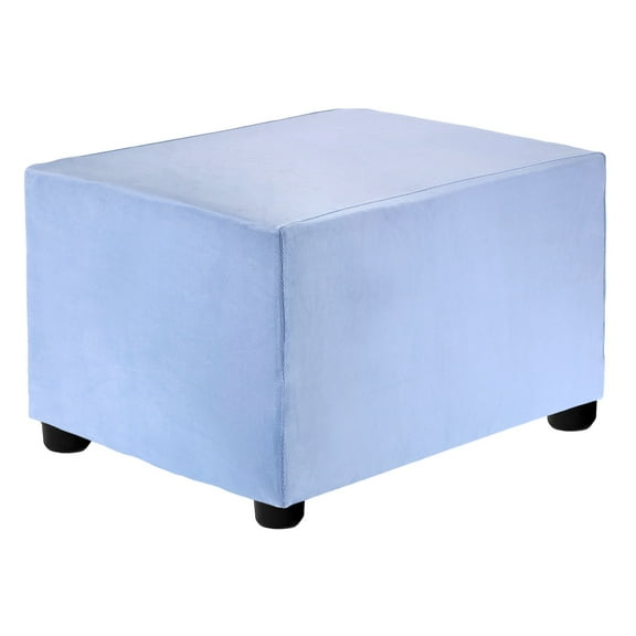 Stretch Ottoman Cover Rectangular Square Ottoman Slipcover with Elastic for Foot Stool Living Room Bedroom Fit Length 50-76cm / 19.69"-29.92", S-Large, Sky Blue